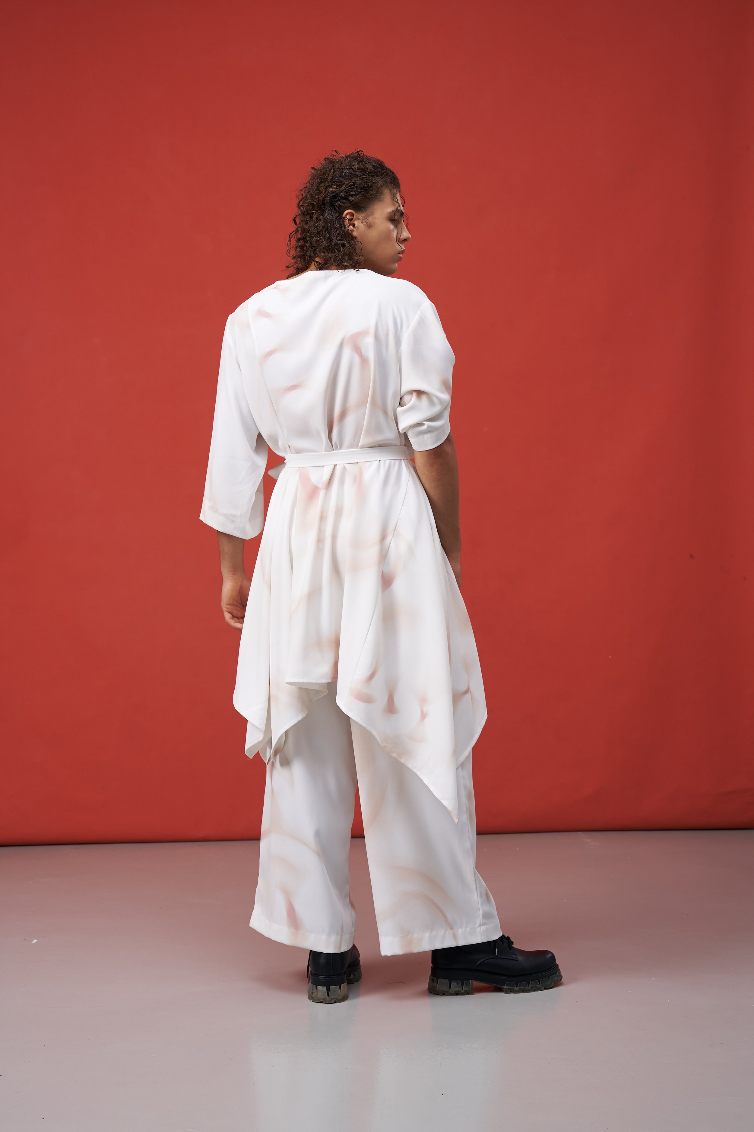 INF MRI Rendered White Printed Asymmetric Dress — INF - Garment